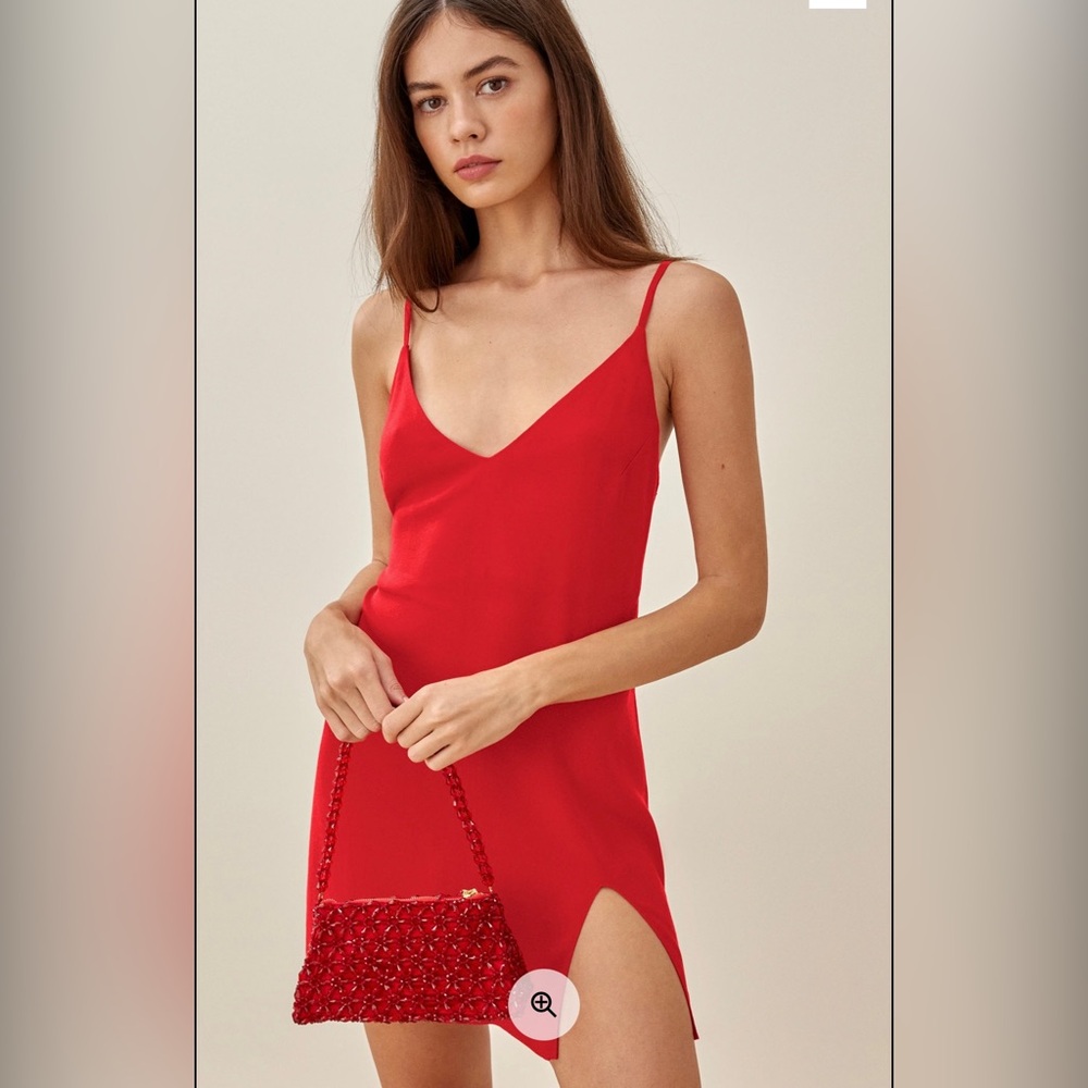 Reformation short red dress with slit